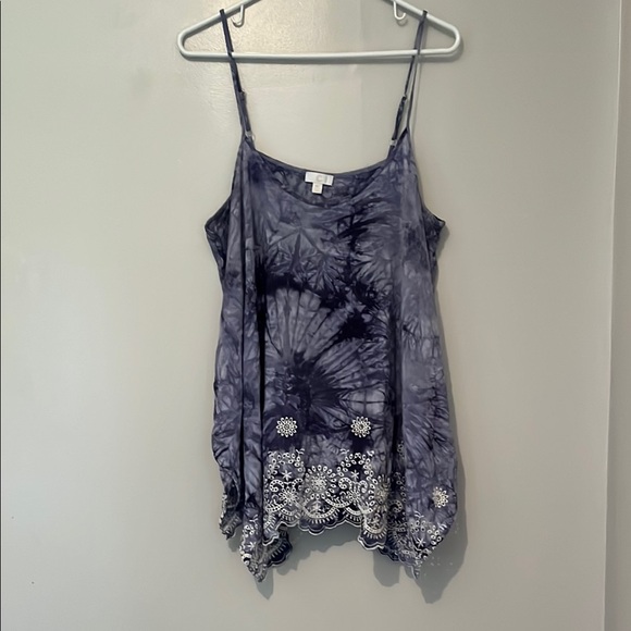 C Tops - C Asymmetrical Blue and White Camisole Top XL